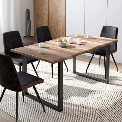 Imagen de IDMarket Mesa de comedor rectangular Dakota con 6 personas, patas en forma U, diseño industrial 160 cm
