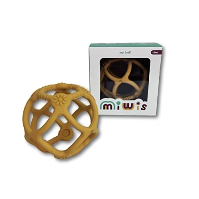 Imagen de JUEGACONMIGO MIWIS Figuras apilables Coloridas de Silicona. Desarrolla Habilidades motoras (Pelota Mordedor Ocre)