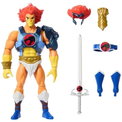 Imagen de Masters of the Universe Origins &amp; ThunderCats figura de acción León O, cruce los años 80, articulada 14cm con armadura extraíble, accesorios y minicómic, JFW93