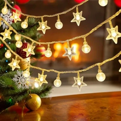 Imagen de Luz Cadena Ligera Navidad 20 Luces de Hadas, 3m Guirnalda Decoracion Luces, Guirnaldas Luminosas Interior, LED Pilas para Interior Fiesta Boda