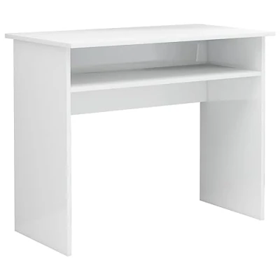 Imagen de vidaXL Escritorio de Ordenador Estudio Ejecutivo Oficina Despacho Mueble Duradera Robusta Estable Madera Contrachapada Blanco Brillante 90x50x74 cm