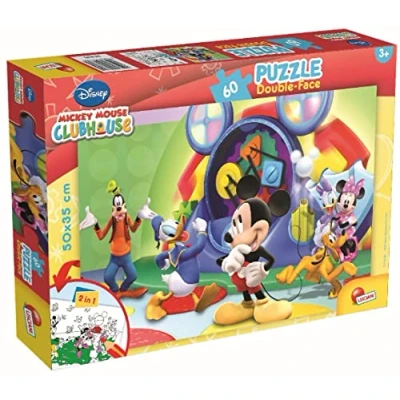 Imagen de Lisciani Puzzle para niños de 60 piezas 2 en 1, Doble Cara con reverso colorear Disney Mickey Mouse 47895