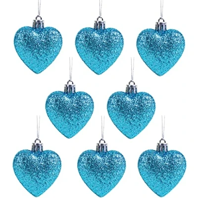 Imagen de Christmas Concepts® 8 x 60 mm (2.4&quot;) de la Turquesa del corazón Brillo en Forma árbol Navidad Las chucherías