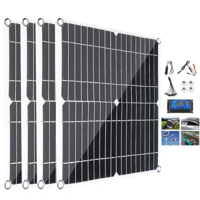 Imagen de Kit De Paneles Solares 100W, 200W, 300W, 400W Con Controlador Carga 40 A, MóDulo Fotovoltaico Panel Solar PortáTil Para BateríA 12 V, El Hogar,Camping,Senderismo,400W