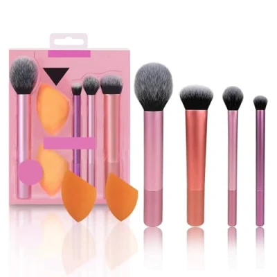 Imagen de Herramienta de Maquillaje,Set Brochas Maquillaje Profesional 4 Piezas con 2 Esponja Maquillaje,Brochas y Mezcladora Maquillaje,para Mase,Colorete,Bronceador