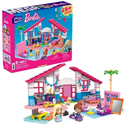 Imagen de Barbie Mega Construx casa de Malibú, Muñecas con bloques construcción y Accesorios juguete, Multicolor
