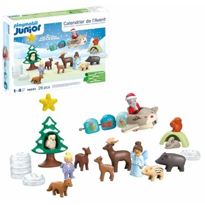 Imagen de PLAYMOBIL Junior 70297 Calendario de Adviento: Navidad en la Nieve, Que Cuenta con 24 Puertas, Juguete sostenible Hecho plásticos a Base Plantas, Juguetes para niños y niñas Partir 1 año
