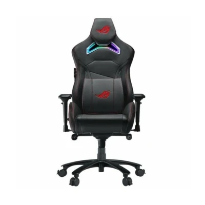 Imagen de ASUS ROG Carro X Silla para Juegos (Aura Iluminación RGB, reposabrazos 4D, Espuma viscoelástica de Piel, Piel sintética, Mando One Touch), Negro