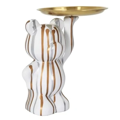 Imagen de HOME DECO FACTORY, HD0152 Estatua decorativa moderna blanca con bolsillo vacío, elegante objeto decorativo para guardar llaves y joyas, acabado brillante, ideal todos los interiores, 20 x 15