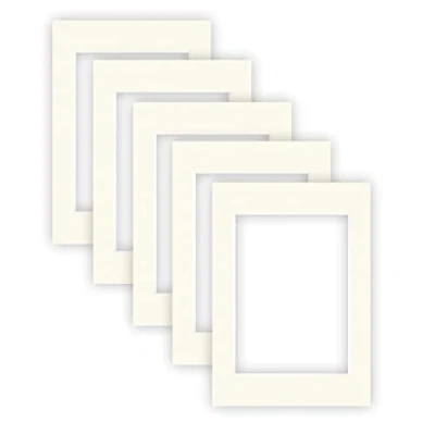 Imagen de nielsen Conservation Passepartout cartón 1,5 mm, juego de 5, tamaño exterior 29,7x42 cm para imagen 21x29,7 cm, blanco crema con estructura