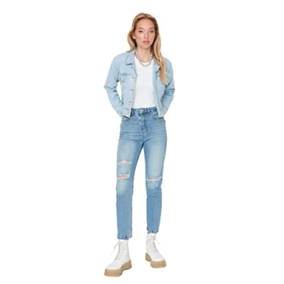 Imagen de Trendyol Twoaw23je00085/Açık Mavi Jeans, Azul Claro, 40 para Mujer