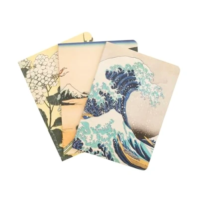 Imagen de Grupo Erik Pack cuadernos A6 Hokusai, Ola de Kanagawa Bloc notas distintos diseños 3 Libretas Libreta Cuaderno pequeña Material escolar y papelería bonita
