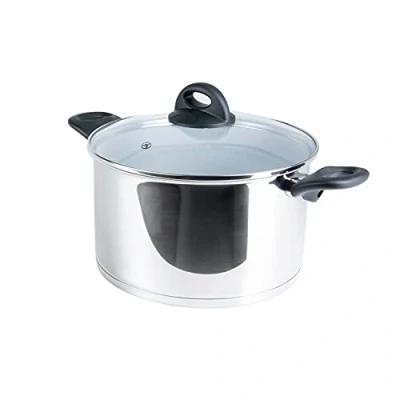 Imagen de Genius Cacerola Cerafit Steel de 24 cm + tapa cristal Olla acero inoxidable con revestimiento 6 l capacidad para pasta todo tipo cocinas e inducción, base sándwich