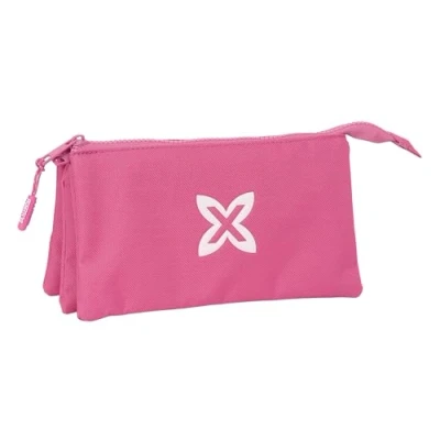 Imagen de Safta Munich BÁSICOS Portatodo Triple, Estuche Infantil, Niño, Ideal para Niños en Edad Escolar, Cómodo y Versátil, Calidad Resistencia, 22x3x12 cm, Color Fucsia