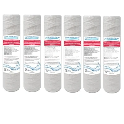 Imagen de Filtros de agua Italia cartucho filtro hilo envuelto 10 pulgadas Micron 5 polipropileno sedimentos juego 6 piezas