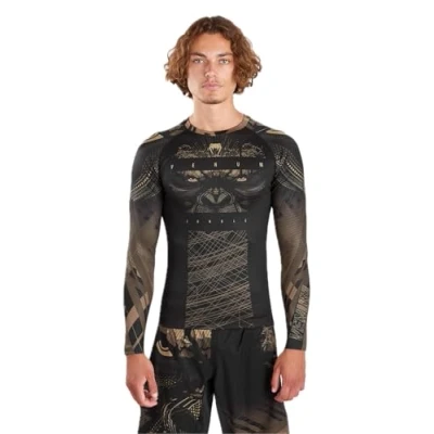Imagen de Venum Gorilla Jungle Rashguard Manga Larga, Negro/Arena, XL