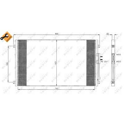 Imagen de NRF EASY FIT 35383 Condensador con junta anular 15,5 Aluminio 740 CHRYSLER: Voyager 4, Grand IV