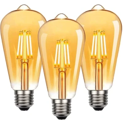 Imagen de NUODIFAN Edison bombilla vintage, 3 piezas LED lámpara Blanco cálido E27 retro Ideal para la nostalgia y iluminación en el hogar cafetería bar etc