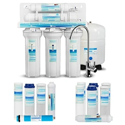 Imagen de Geekpure Sistema de filtro agua potable ósmosis inversa 5 etapas más 7 filtros repuesto adicionales 75gpd