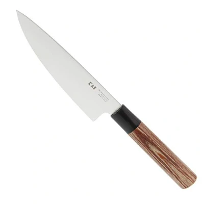 Imagen de KAI Seki Magoroku Redwood Cuchillo pequeño de chef con Hoja 15,0 cm Acero inoxidable 1K6 57 (±1) HRC pulida alto brillo Mango madera Pakka Red Wood Hecho a mano en Japón
