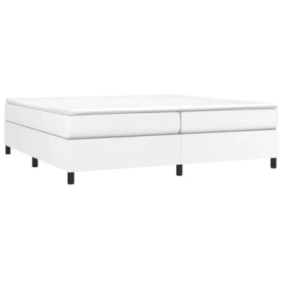 Imagen de vidaXL Estructura de Cama, Somier Matrimonio Listones, Base Cama Tapizada, Mueble para Dormitorio Hogar, Cuero Sintético Blanco 200x200 cm
