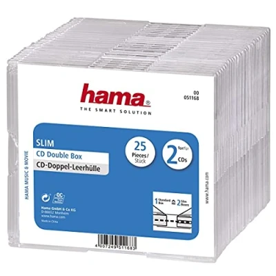 Imagen de 1x25 Hama Cd Jewel Case Slim Double 51168