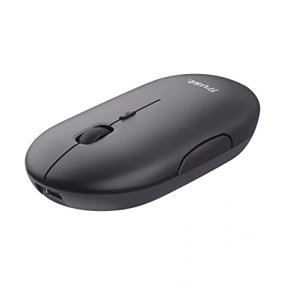 Imagen de Ratón inalámbrico Trust Puck, 1600 ppp, Bluetooth, RF inalámbrico, USB A, 2.0, Recargable, Negro