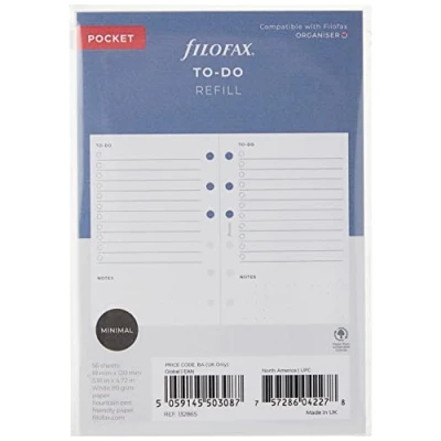 Imagen de Filofax Recambio organizador Minimal To Do bolsillo, blanco, 4.75 x 3.8 0.25 pulgadas; 45 gramos