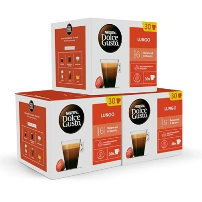 Imagen de NESCAFÉ Dolce Gusto Lungo , 90 cápsulas, Café espreso, Intensidad 6 (3 pack x 30)