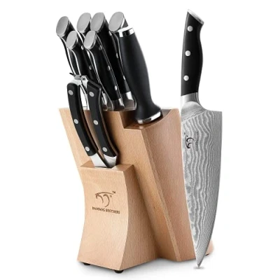 Imagen de NANFANG BROTHERS Juego de Cuchillos Cocina Damasco, con Bloque, Chef, Afilador y Tijeras