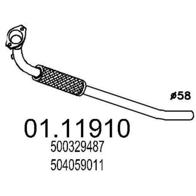 Imagen de MTS 01.11910 Tubo de escape 950 delante para silenciador intermedio IVECO: DAILY 3 Kasten/Kombi