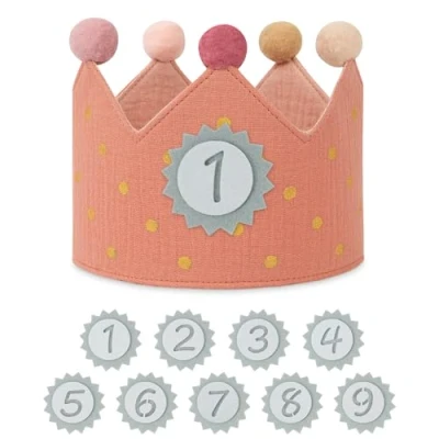 Imagen de URAQT Corona Cumpleaños, de Infantil Cumpleañoscon Números Intercambiables del 0 al 9, Cumpleaños 1 Año con Ajustable Aniversario Años o Meses
