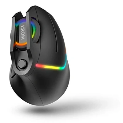 Imagen de Raton Gaming Krom KAOX NXKROMKAOX Ratón vertical RGB Óptico, 7 botones programables, 6400 DPI, 6 colores, color negro