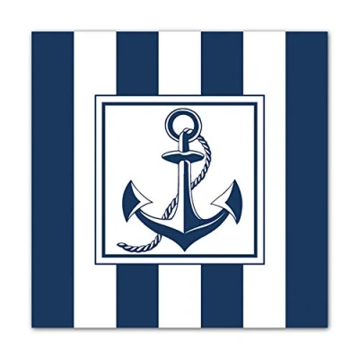 Imagen de Ambiente Servilleta Anchor Azul Marítimo Ancla Blanco 20 Servilletas por Paquete