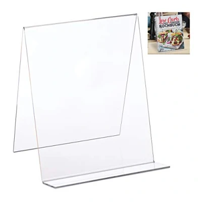 Imagen de 4 Atriles Libros, Soporte Universal, DIN A4, Ligero y Resistente, Cocina, Acrílico, 24 x 20 cm, Transparente