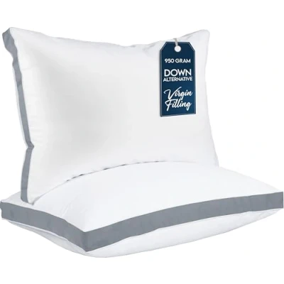 Imagen de Utopia Bedding Juego de 2 almohadas cama para dormir, tamaño estándar (gris), calidad hotel refrescante, almohada reforzada dormir espalda, estómago o lado