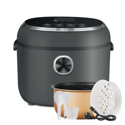 Imagen de AMZCHEF Olla Arrocera Eléctrica de 2L para 1 4 personas, Tazas (Sin Cocinar), pequeña 400W, 7 funciones cocción, temporizador 12H tiempo preestablecido, Interior Antiadherente