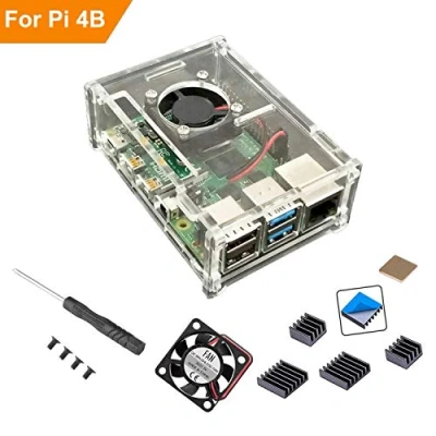 Imagen de RLTech Caja para Raspberry Pi 4 Modelo B, disipador de Calor Ventilador con Estuche Compatible B (Claro)