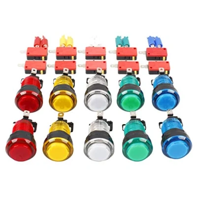 Imagen de EG STARTS 10x Nuevo LED iluminado Arcade Botones pulsadores con microinterruptor Mame Multicade Elección de 5 colores