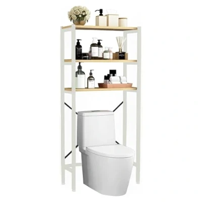 Imagen de MAGIC SELECT Estante Superior Inodoro. Estantería de Almacenamiento Ahorra Espacio 3 Niveles. Organizadora Baño Encima Inodoro o Lavadora. Madera E1 y Acero.