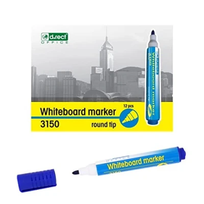 Imagen de D.RECT 3150 Rotuladores para pizarra blanca y rotafolios (12 unidades), color azul