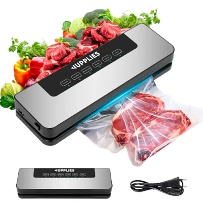 Imagen de JUPPLIES Envasadora al Vacio Domestica Selladora de Alimentos Profesional con Potente Succión 80 Kpa y 5 Modos Máquina Conservación Frescos (Envasadora)