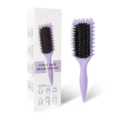 Imagen de Curl Brush, cepillo definidor de rizos, para peinar y dar forma a los rizos hombres mujeres reducir tirones, potenciador unisex (Morado)