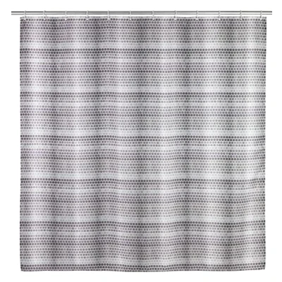 Imagen de WENKO cortina de ducha «Leblon», textil higiénica, lavable, impermeable y fácil limpiar, con 12 anillos para fijar a la barra ducha, 180 x 200 cm, gris/blanco