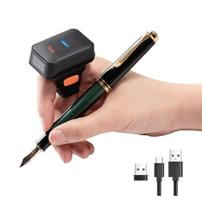Imagen de Tera Pro Series Mini 1MP CMOS Ring Lector de código Barras Escáner QR 2D 1D Inalámbrico 2.4G y Bluetooth USB 2.0 Cable portátil, HW0010