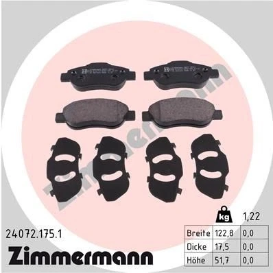 Imagen de ZIMMERMANN 24072.175.1 Juego de pastillas freno Foto correspondiente a la entrega FIAT: Panda II Hatchback