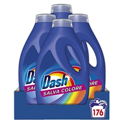 Imagen de Dash Detergente líquido para lavadora, 176 lavados (4 x 44), ahorra color, formato maxi, mantiene vivos los colores de tus prendas, eficaz incluso a baja temperatura