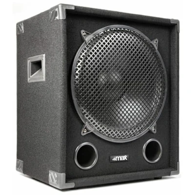 Imagen de MAX MAX15SUB Subwoofer pasivo de 1200 W. para DJ 15&quot;, 2 x bornes, Tophat Altavoz, Graves Profundos y resonantes, Resistente fácil Transportar