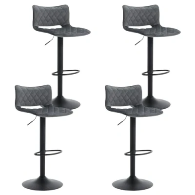 Imagen de WOLTU Juego de 4X Taburetes Bar, Altos Cocina, Cocina con Asiento Ajustable en Altura, Respaldo y Reposapiés, Tapizado Terciopelo, Gris Oscuro, BH392dgr 4