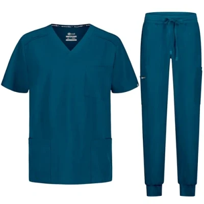 Imagen de B well MATTEO Uniformes Sanitarios Hombre con Pantalón Jogger y Casacas Sanitarias Pijama Sanitario Uniforme para Hombre, verde caribeño, XXL